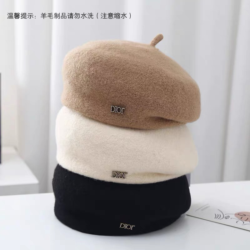 经典羊毛贝雷帽女秋冬季百搭画家帽法式复古美拉德色系定型贝雷帽