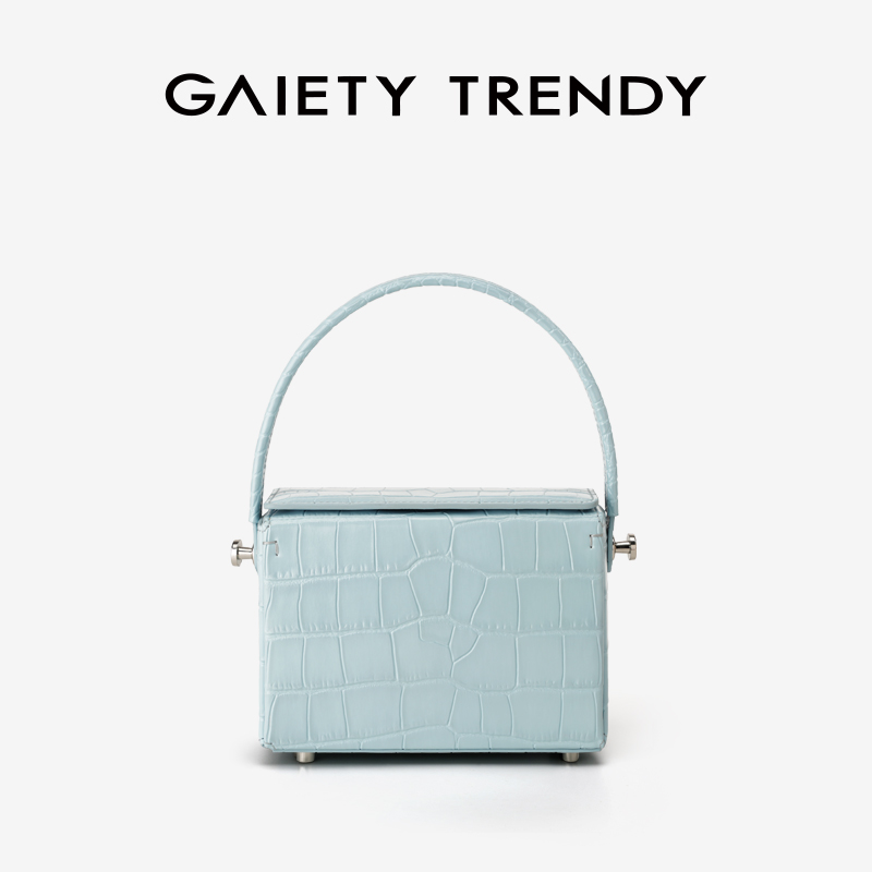 GT鳄鱼纹牛皮革包包2023新款小众时尚小方包女百搭单肩斜跨盒子包