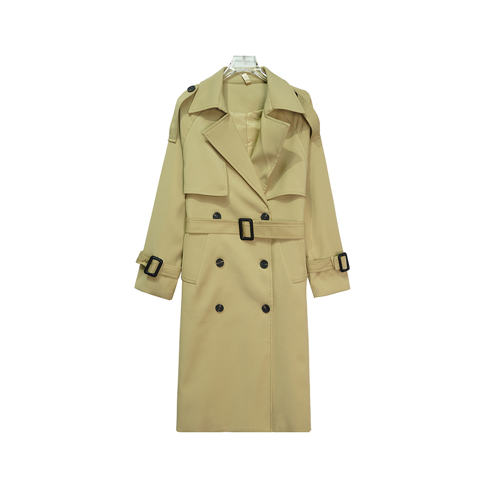 E88051【新款】经典百搭时尚风英伦休闲风高端气质收腰双排扣风衣