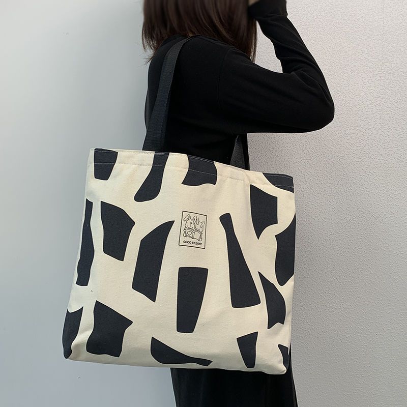 包包女ins森系百搭学生上课包帆布包女小众设计感大容量单肩包女