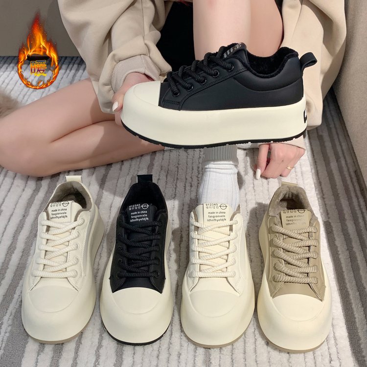 【柚子专属】秋冬新款轻便圆头增高厚底面包鞋爆款百搭休闲运动鞋