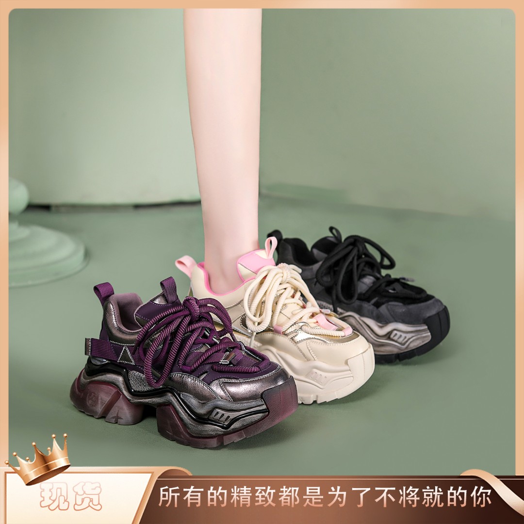 【烟雨江南】九歌现货 增高7cm老爹鞋休闲女鞋复古厚底百搭潮515-3