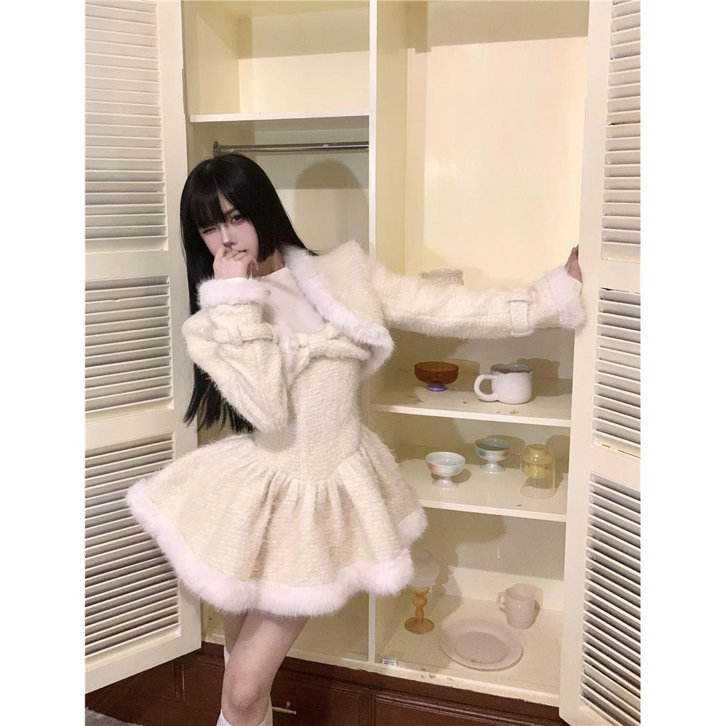 气质加厚法式别致减龄秋冬毛绒长袖短款外套女百搭感洋气时髦上衣