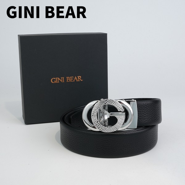 【澳门小源专享】百万补贴GINI BEAR男士牛皮自动扣皮带GB2060银