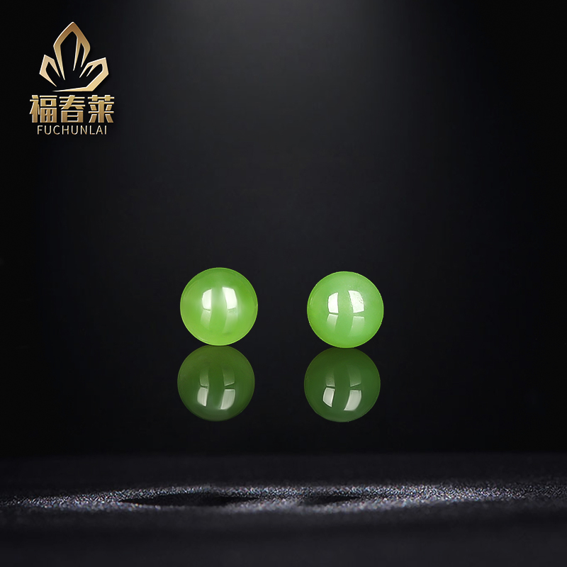 和田玉碧玉耳钉一对经典时尚气质简约百搭精致女款44C1
