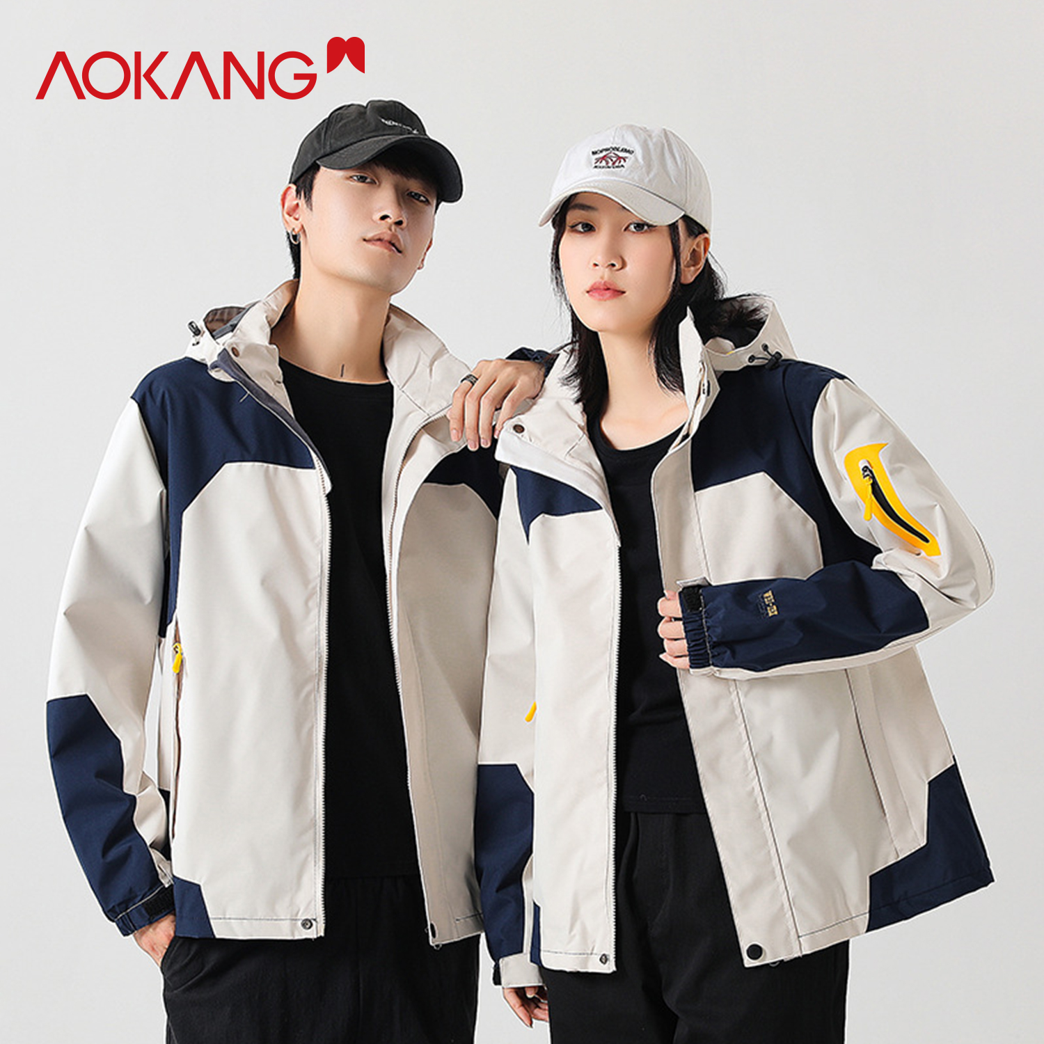 【黑总专享】【可脱卸帽】奥康情侣款冲锋夹克外套AK38552