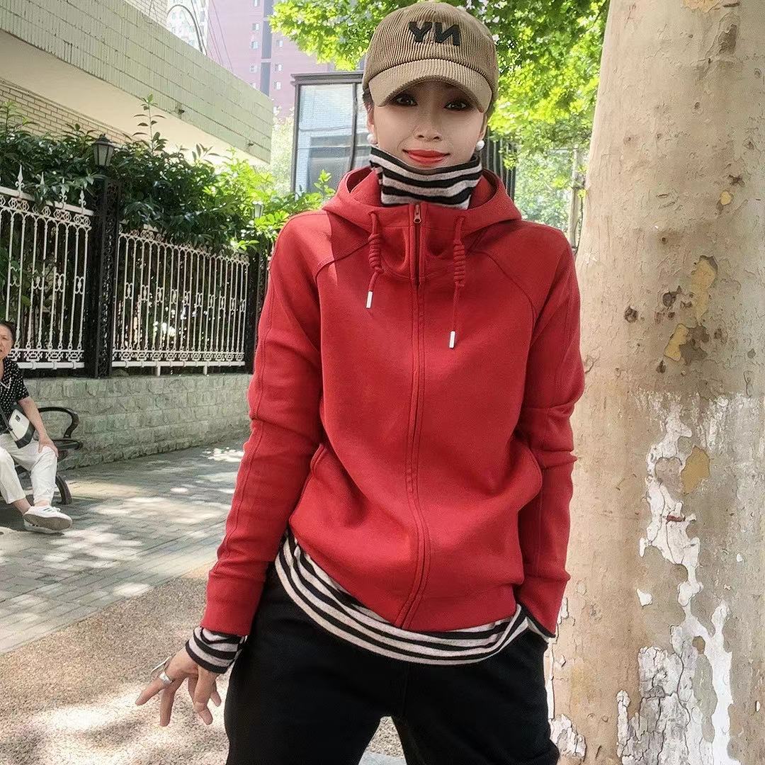 欧货宽松休闲显瘦拉链开衫卫衣外套22815