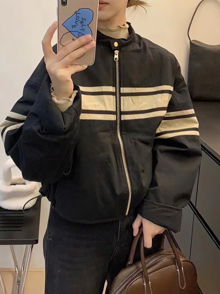 2023春秋季新款小个子抽绳休闲运动夹克开衫撞色短款冲锋衣外套女