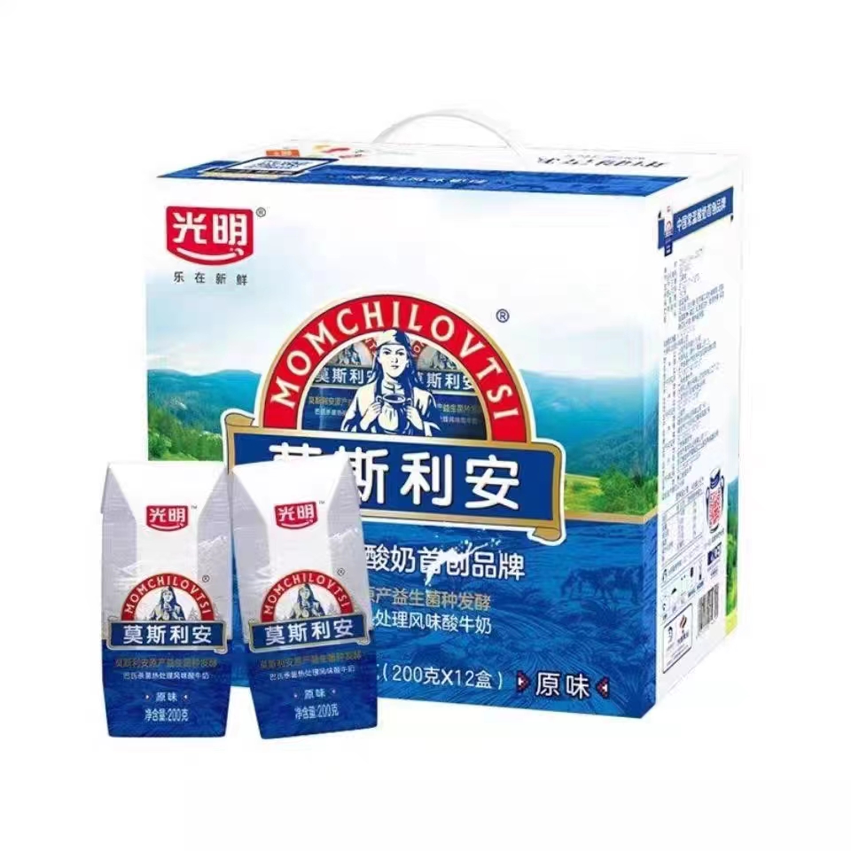 【临期】7月下旬产-1月下旬到期光明莫斯利安原味酸奶200g*12盒