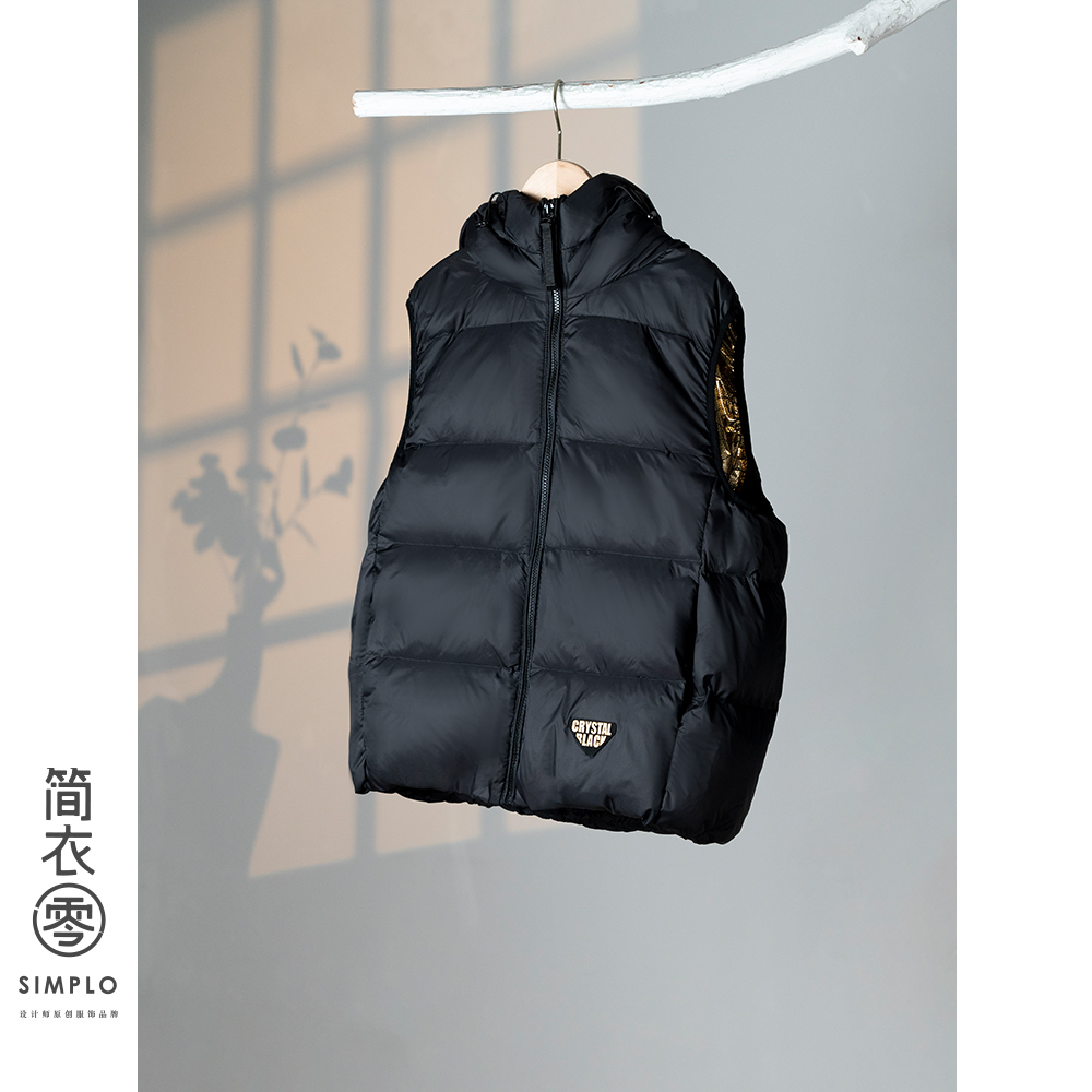 【简衣零】马甲黑色金标男女同款90马甲外套-JY，黑科技高品质