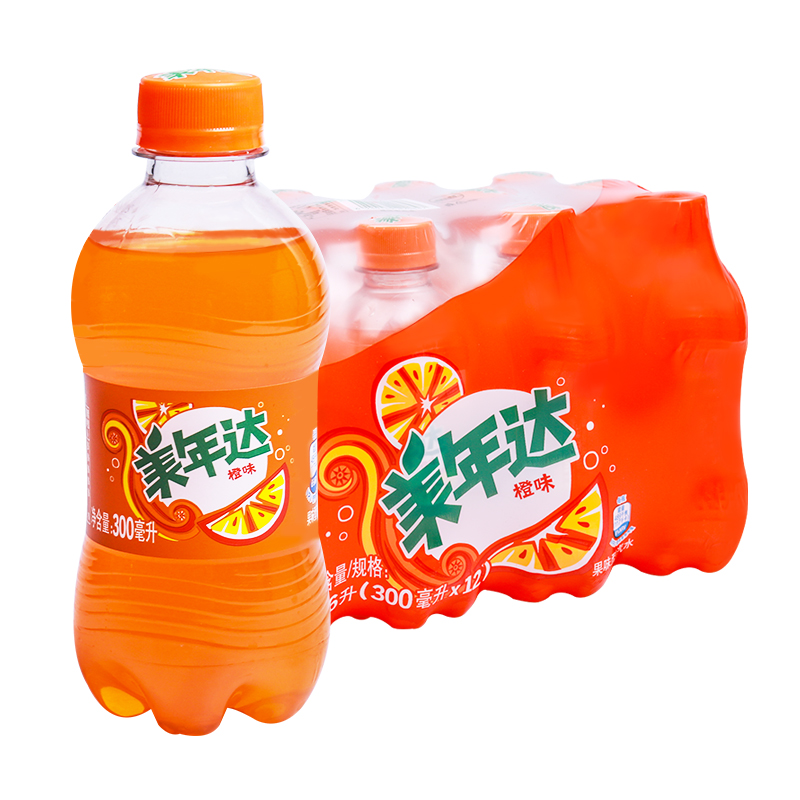 百事美年达橙300ml*6/12/24瓶迷你碳酸饮料果味碳酸饮料畅饮橙味