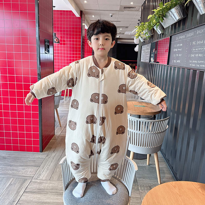 【小羊】儿童冬季保暖加厚防寒温感睡袋男女童防踢被睡袋夹棉连体