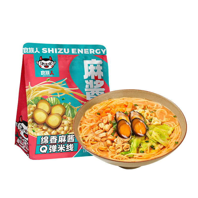 食族人麻酱米线袋装方便懒人宿舍速零食非油炸米粉丝网红零食