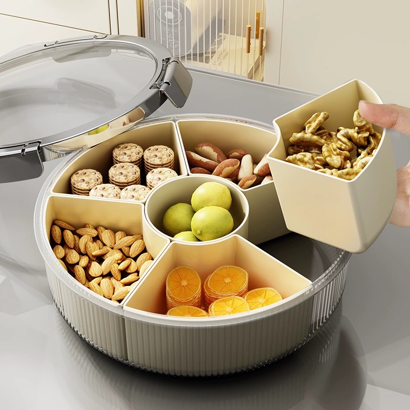 果盘家用客厅茶几干果盘糖果盒网红爆款零食摆放盘分格密封收纳盒