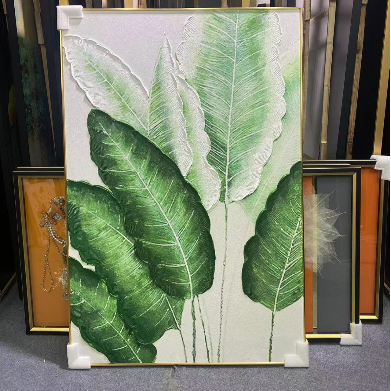 大业有成沙发背景竖款大落地挂画现代简约油画客厅手绘100✖️150