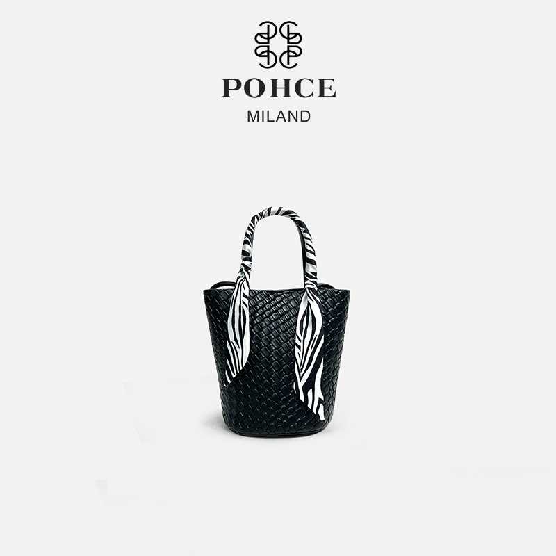 POHCE新款编织包单肩斜跨包大容量菜篮子手提包302