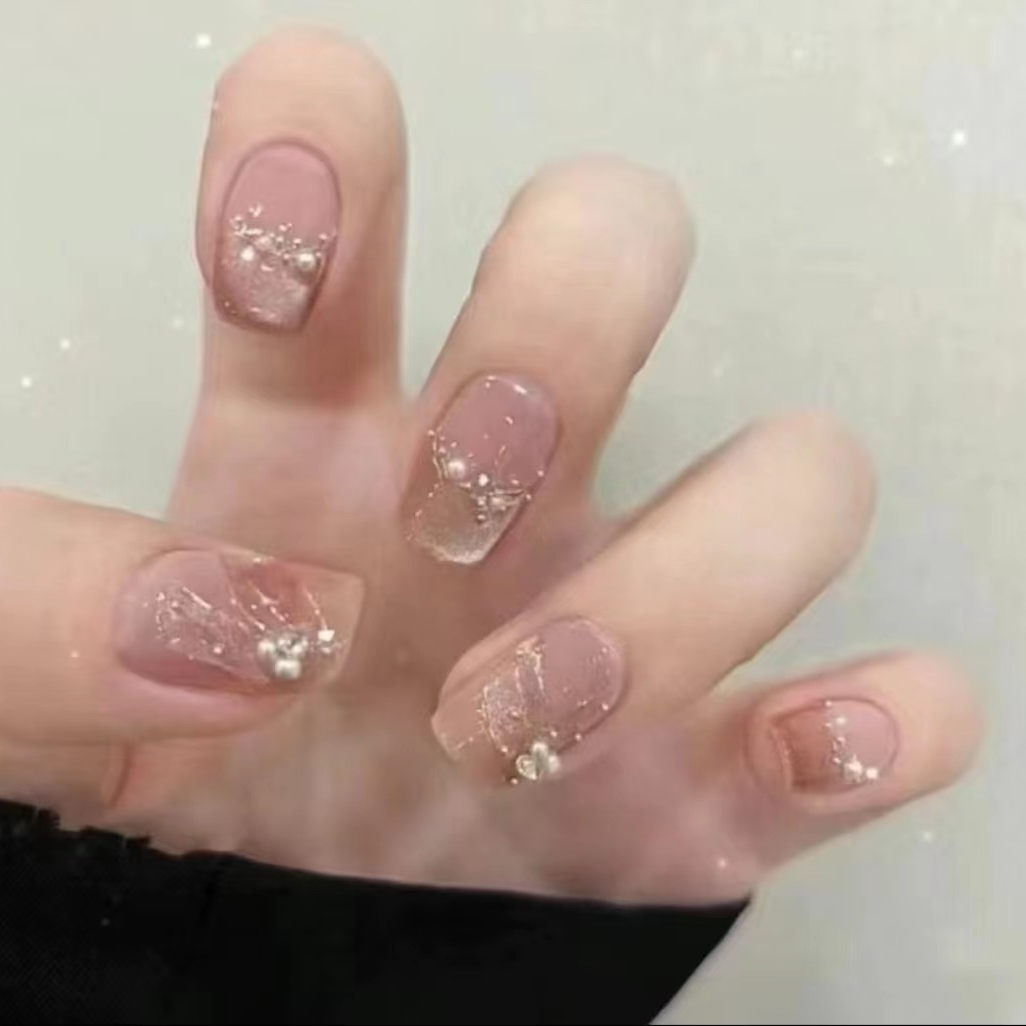 【人鱼】立体人鱼尾水光猫眼镶嵌珍珠高定手工定制美甲可拆卸穿戴甲