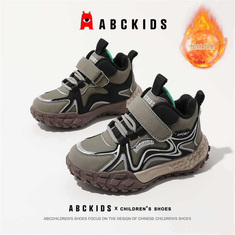 Abckids运动鞋儿童男女童软底加绒中大童保暖冬季大棉冬款冬鞋