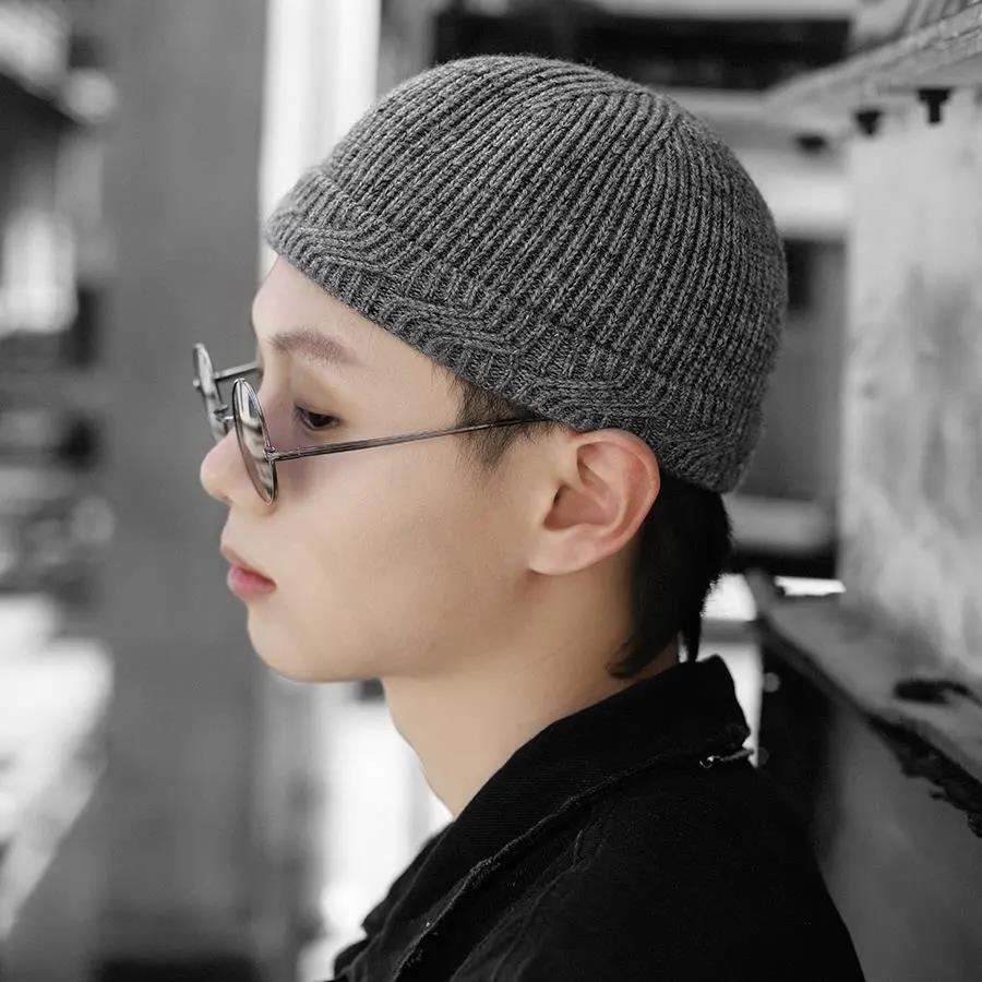 纯色针织瓜皮帽细针高品质包芯纱雅痞帽男女日系街拍毛线帽地主帽