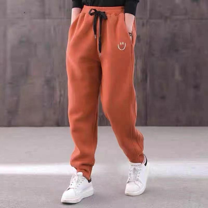 休闲运动裤女士妈妈加绒加厚卫裤2023秋冬新款大码宽松哈伦老爹裤