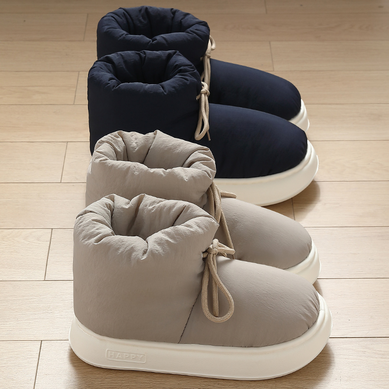 羽绒布防水棉拖鞋男士高帮包跟冬季2023新款爆款防滑厚底毛绒棉鞋