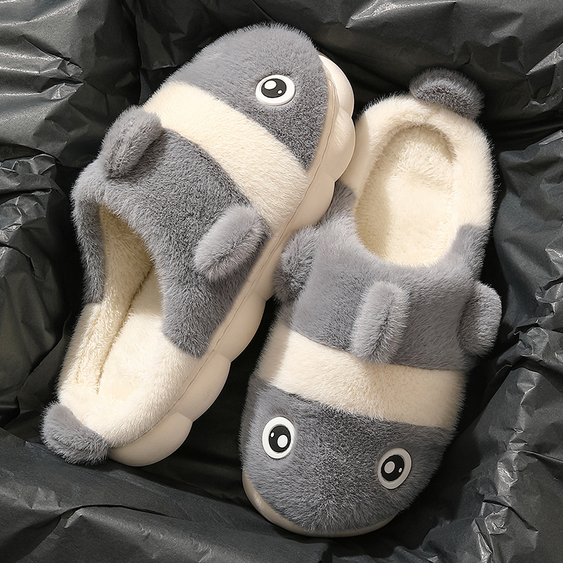 可爱卡通小鱼棉拖鞋男冬季2023新款爆款防滑厚底加绒加厚毛绒棉鞋