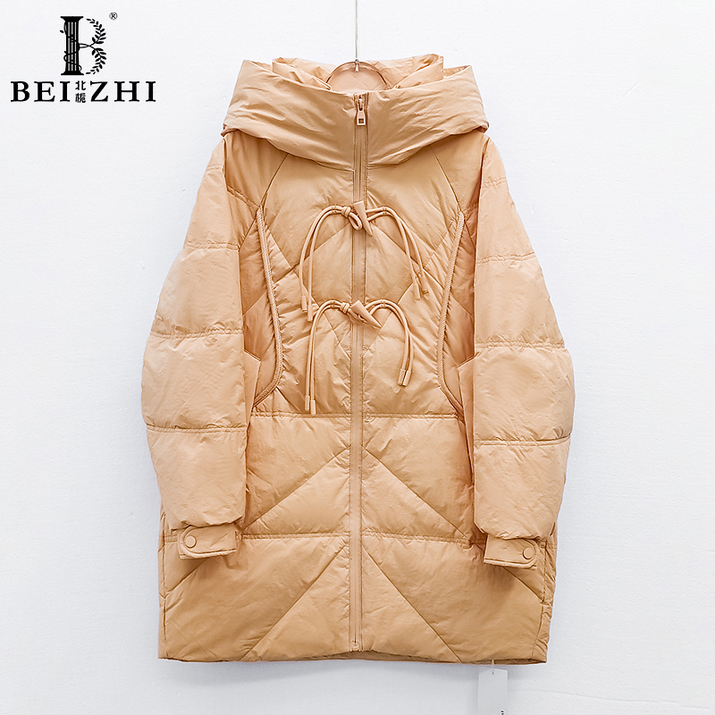 【北栀】两粒牛角扣连帽羽绒服603735