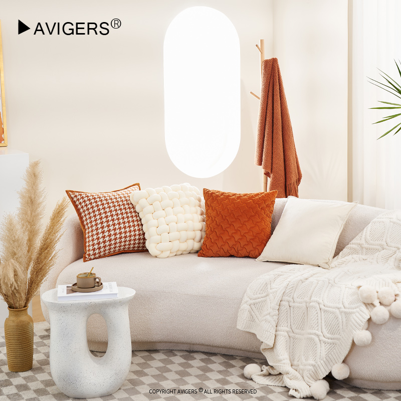 Z 现代简约高级轻奢组合抱枕含芯民宿千鸟格卧室可拆洗编织靠垫