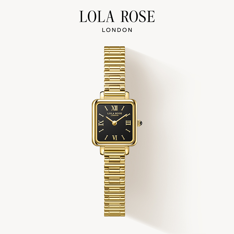 【王冠专属】LolaRose罗拉玫瑰黑金表女士方盘手表时尚百搭