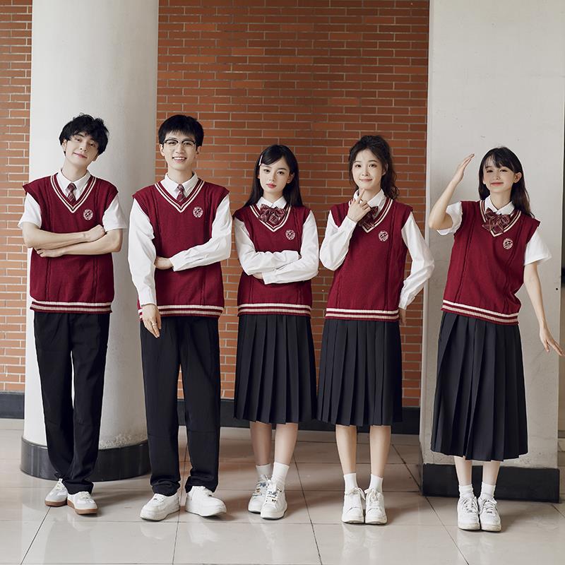 合唱演出服学院风班服毛衣套装秋季韩版高中生运动会初中学生校服