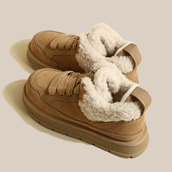 厚底雪地靴女2023新款秋冬网红加厚防滑毛毛短靴皮毛一体加绒棉鞋