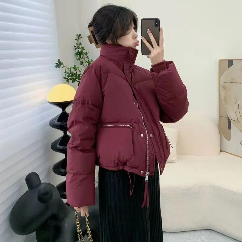 棉服女2023冬季新款网红短款时尚休闲百搭宽松韩版立领小个子连帽