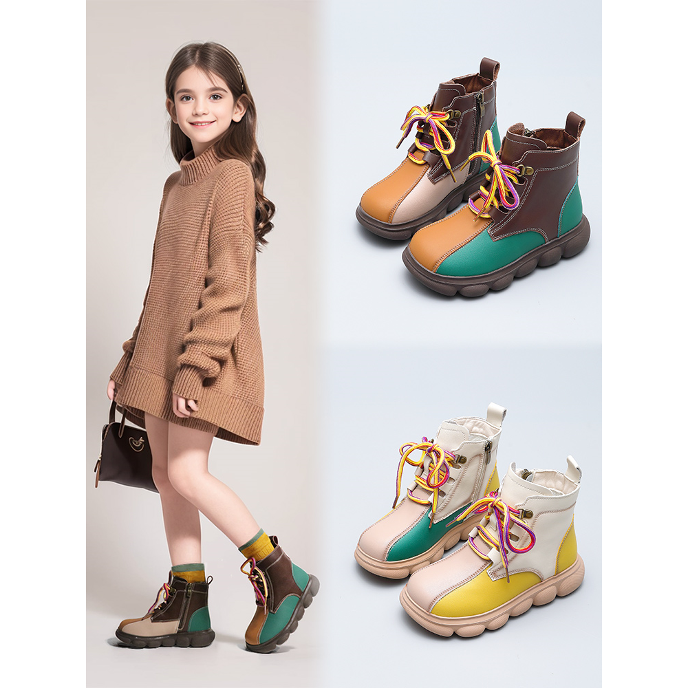 回力瑞女童马丁靴2023新英伦风中大童儿童女孩短靴子二棉童鞋棉鞋