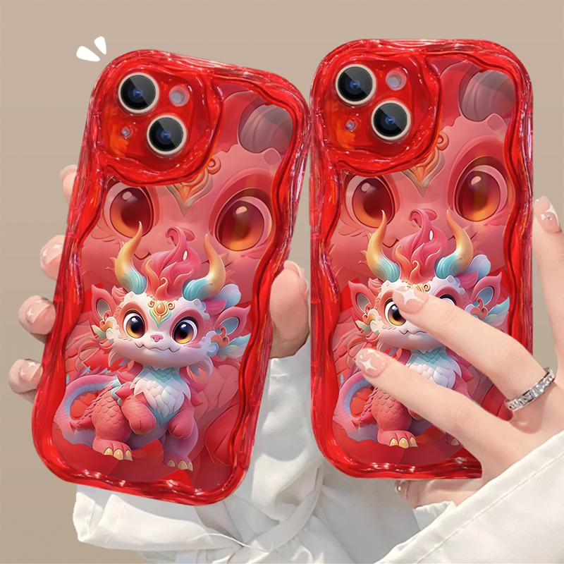 国风粉色龙宝适用iphone15pro苹果14手机壳华为viv小米13oppo软壳