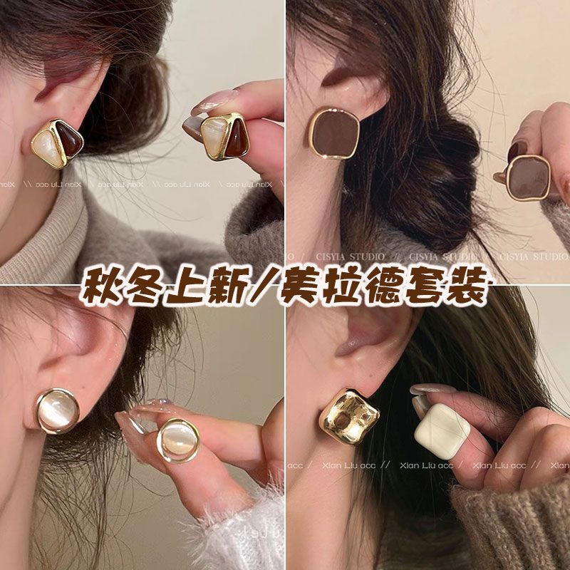 复古耳钉独特耳环2023年新款爆款轻奢小众设计感耳饰女高级感耳坠