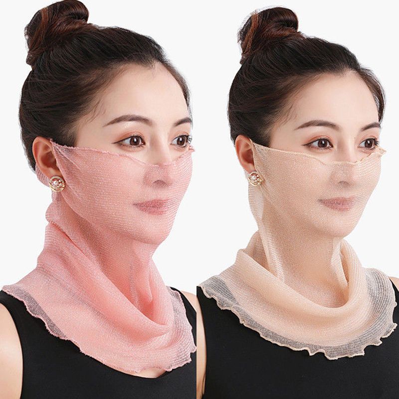 春夏百变多功能挂耳面罩遮脸围脖女套头小丝巾护颈防晒头巾骑车