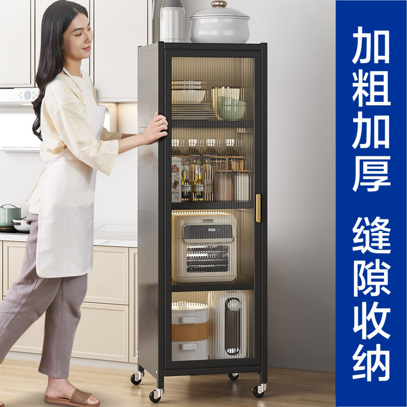 厨房落地置物柜带门置物柜碗筷收纳柜多层电饭煲最新款大全置物架