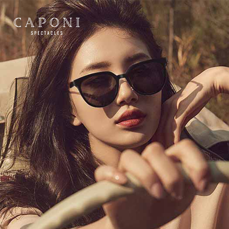 CAPONI茶色偏光太阳镜女新款高级感防紫外线开车墨镜防晒清晰时尚