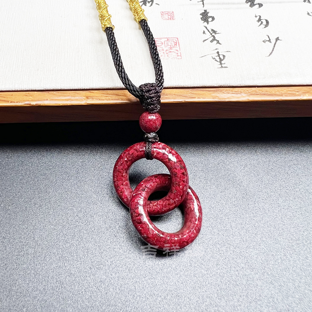 吉祥红 含辰砂工艺品 朱砂环环相扣挂坠高含量保真精美时尚百搭