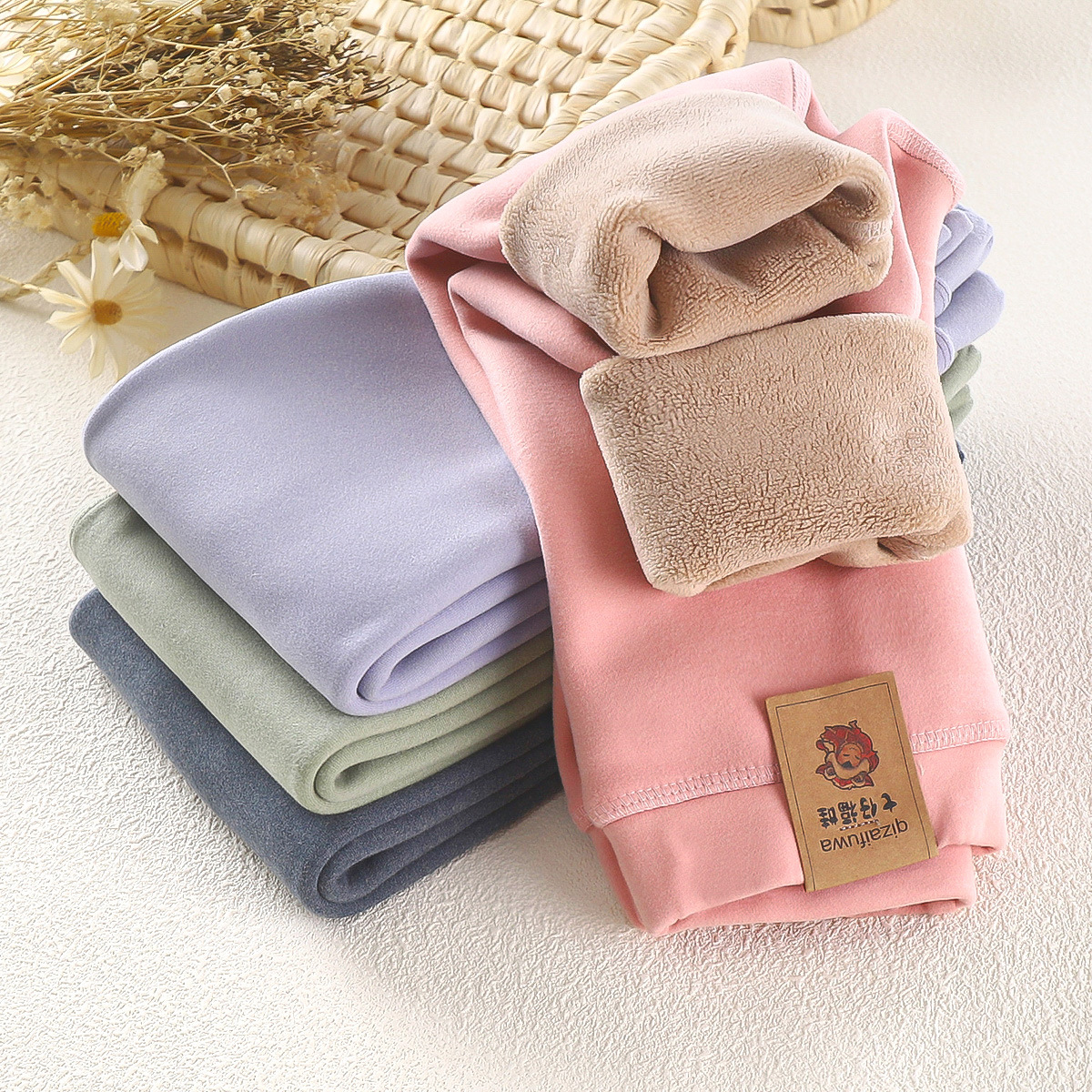 萌酷高颜值2023年秋冬季儿童奥粒绒裤子保暖裤中大童加厚加绒打底