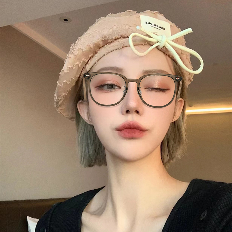 超轻冷茶色素颜眼镜女韩版潮近视可配度数方圆脸散光眼睛框架显瘦