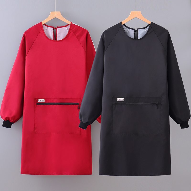 防水防油污围裙男女长袖罩衣上班耐磨餐饮家用工作服定制LOGO印字