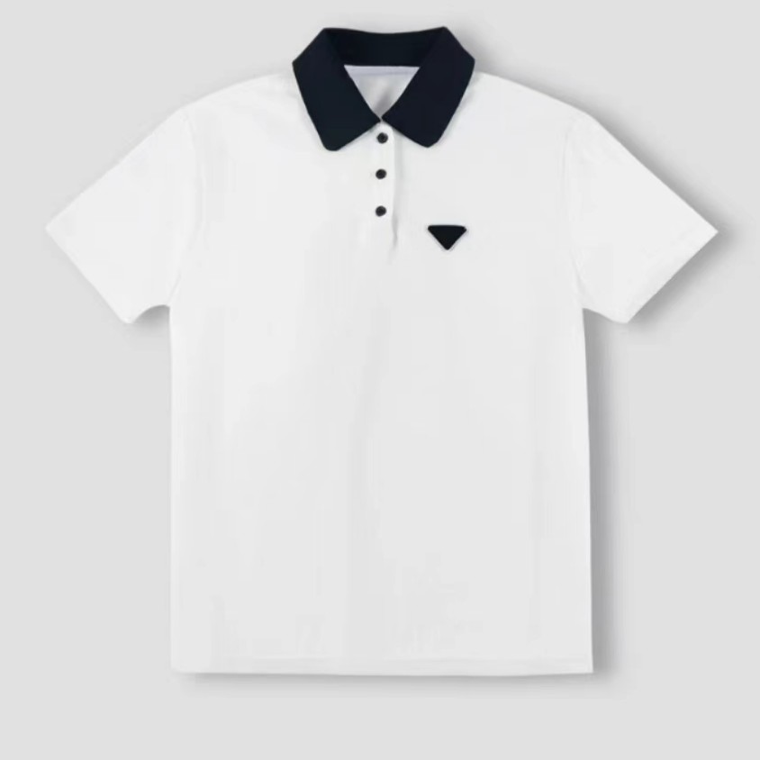【哝哝服饰】新款拼色领子黑三角净版polo短袖T恤上衣201-099150
