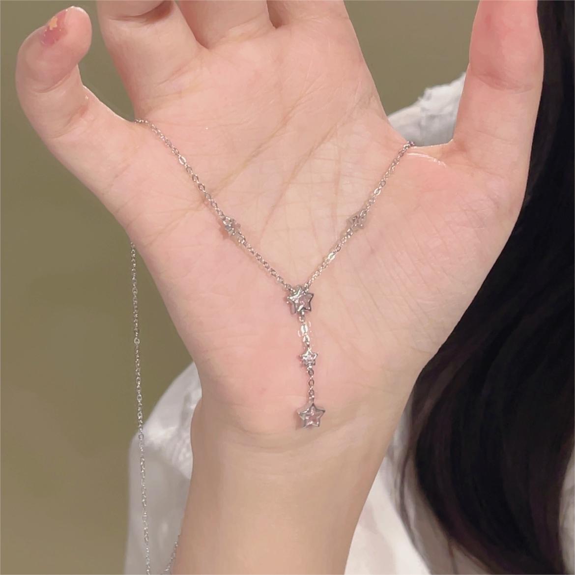 楚噢 坠链均925银 五角星流苏吊坠项链小众轻奢闺蜜女生日礼物