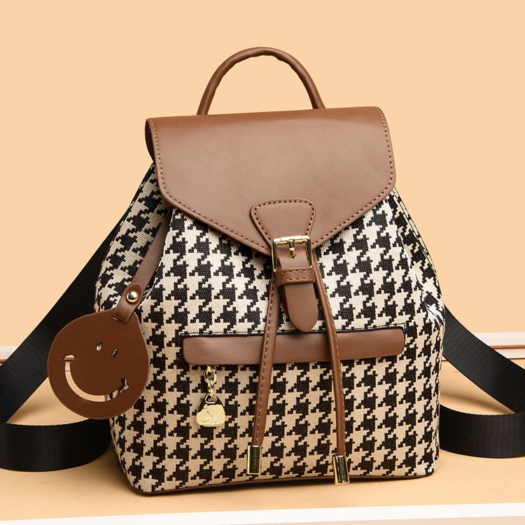 【主播宠粉福利】新款千鸟格时尚双肩包妈咪背包简约大方百搭