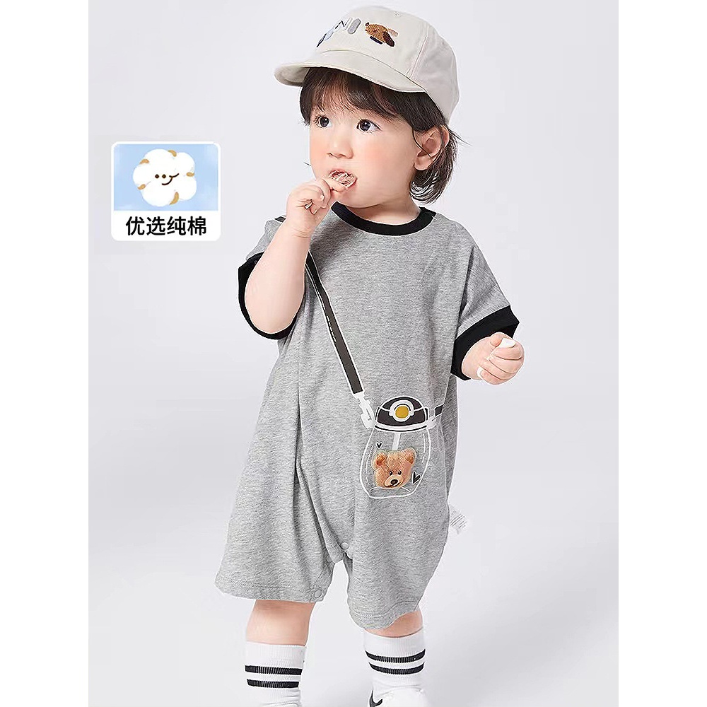 优选2023婴幼儿爬服夏季新款宝宝薄款儿童连体衣哈网红外出服夏天