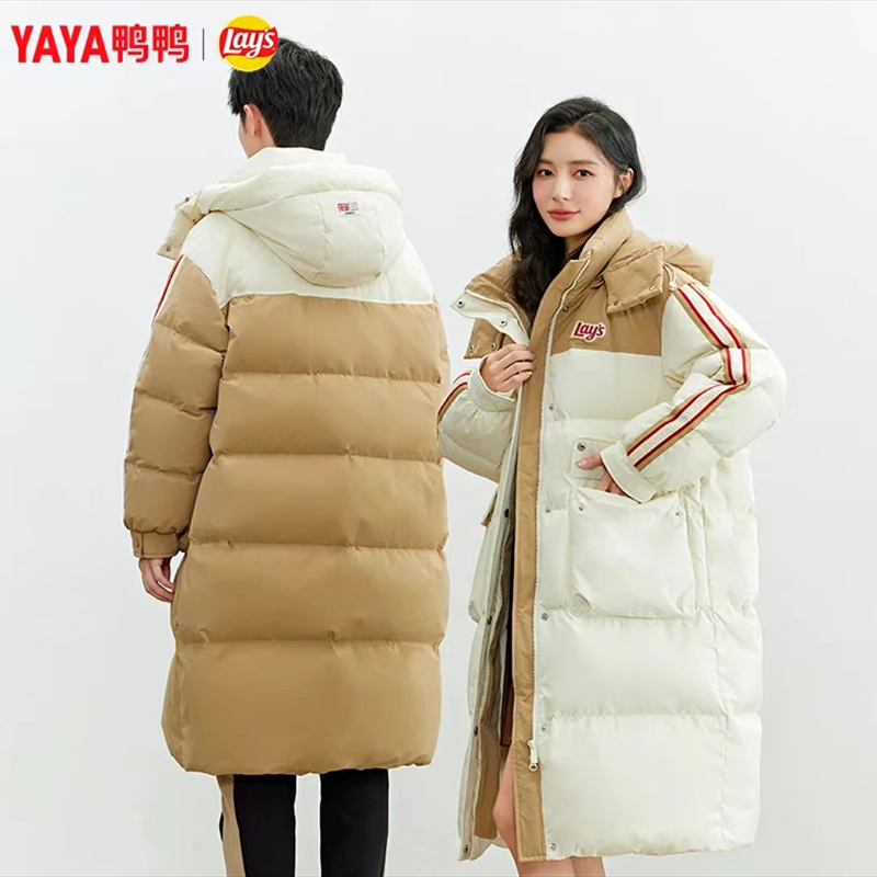 【YAYA鸭鸭】乐事联名款情侣羽绒服2023长款连帽外套YE3B002071D