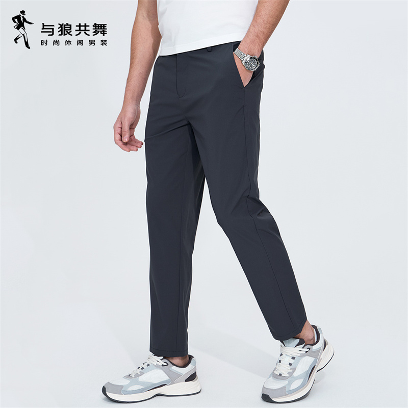 【速干&四面弹】与狼共舞夏季新款男款宽松速干裤九分薄款直筒裤