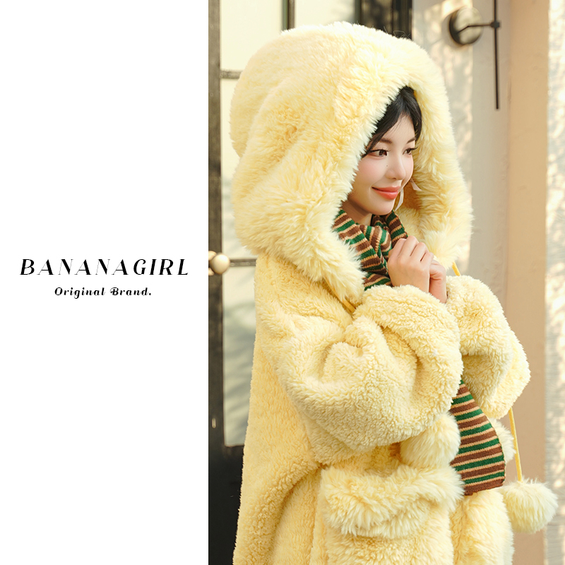 Bananagirl【金色麦浪】睡衣女秋冬中长款睡袍保暖冬季家居服女外穿