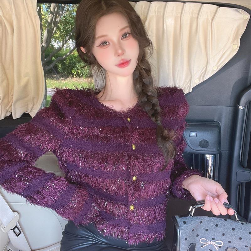 高级感软糯毛茸茸流苏白色毛衣女秋季新款独特别致短款外套上衣